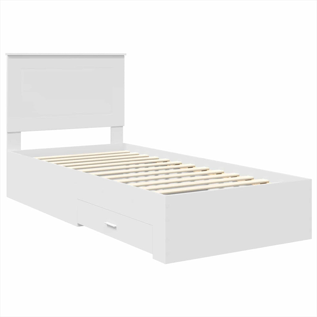 vidaXL Ramka łóżka Biały 90 x 190 cm Materiał drewnopochodny