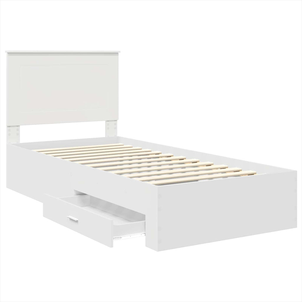 vidaXL Ramka łóżka Biały 90 x 190 cm Materiał drewnopochodny