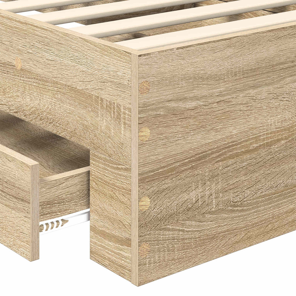 vidaXL Ramka łóżka Dąb Sonoma 90 x 190 cm Materiał drewnopochodny