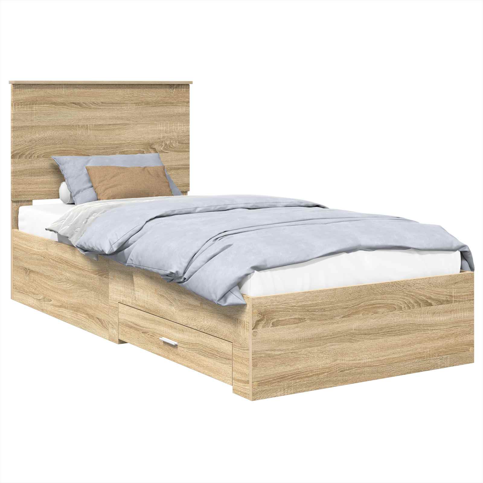 vidaXL Ramka łóżka Dąb Sonoma 90 x 190 cm Materiał drewnopochodny
