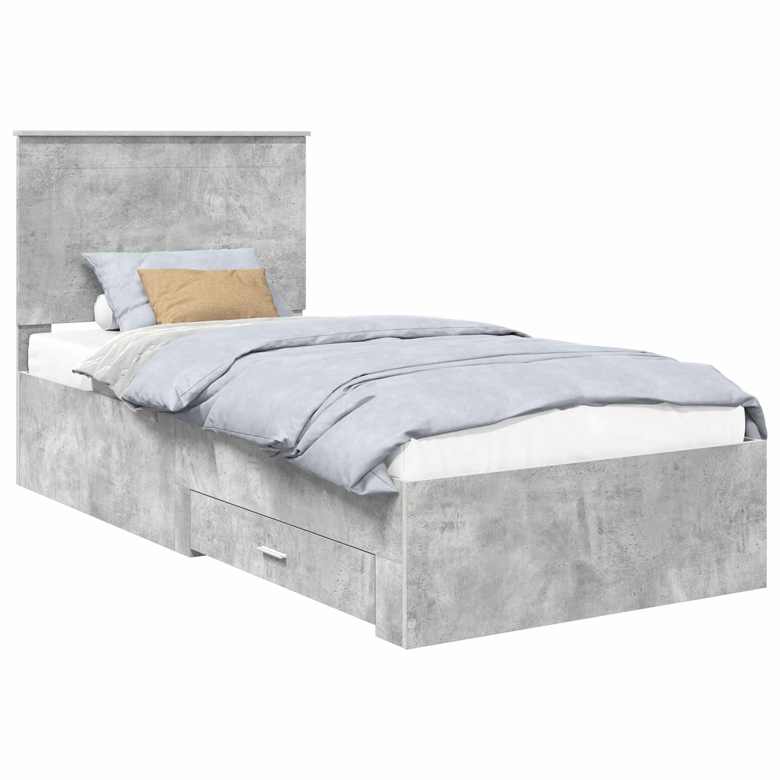vidaXL Ramka łóżka Betonowy szary 90 x 190 cm Materiał drewnopochodny