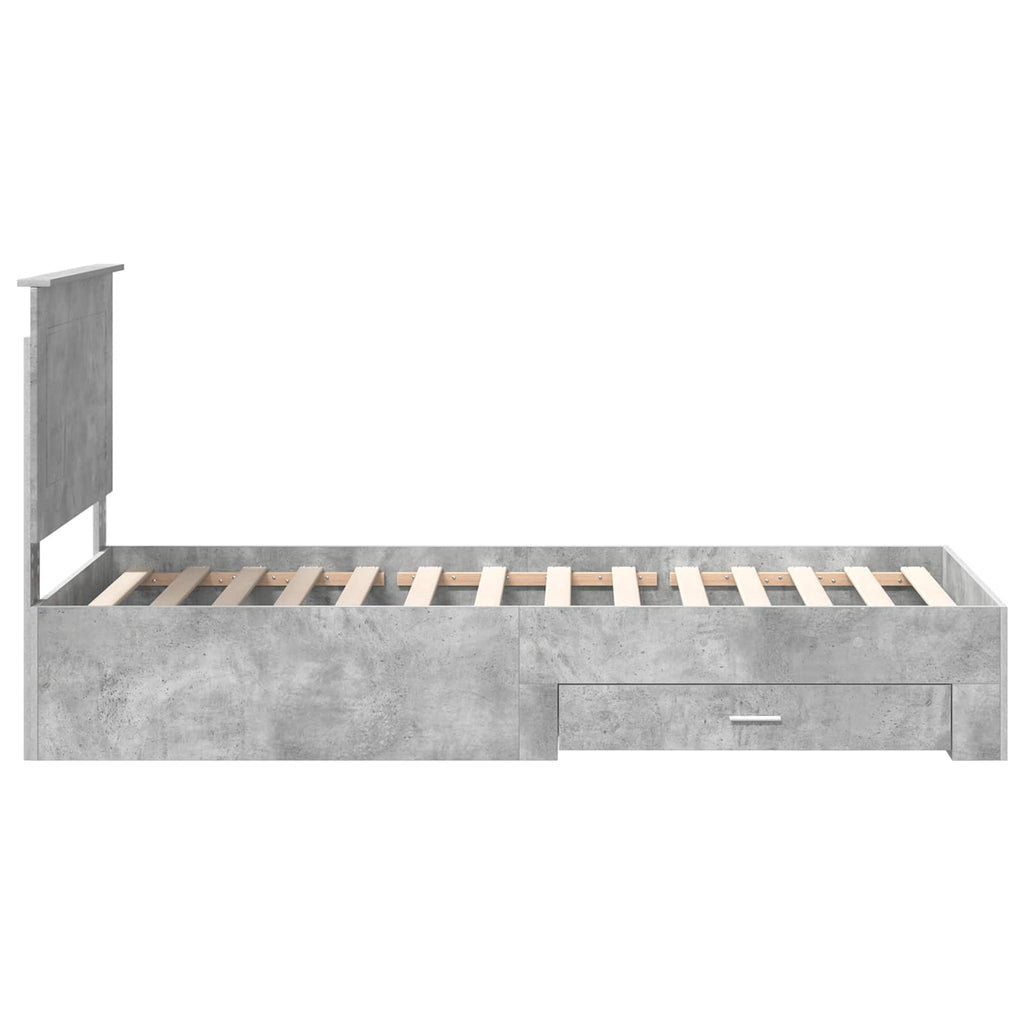 vidaXL Ramka łóżka Betonowy szary 90 x 190 cm Materiał drewnopochodny