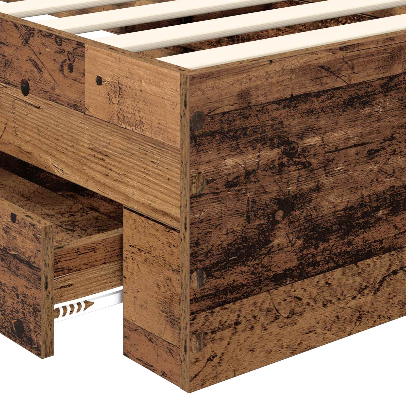 vidaXL Ramka łóżka Stare drewno 90 x 190 cm Materiał drewnopochodny