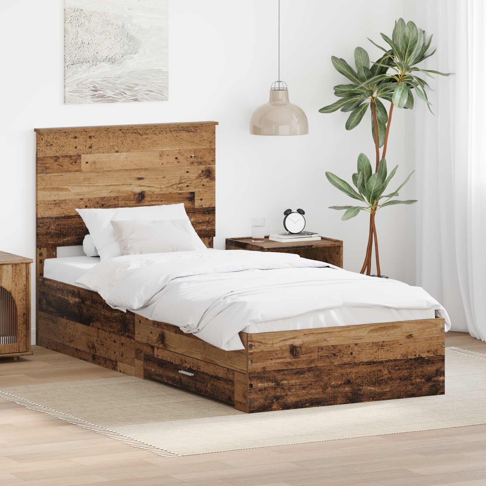 vidaXL Ramka łóżka Stare drewno 90 x 190 cm Materiał drewnopochodny