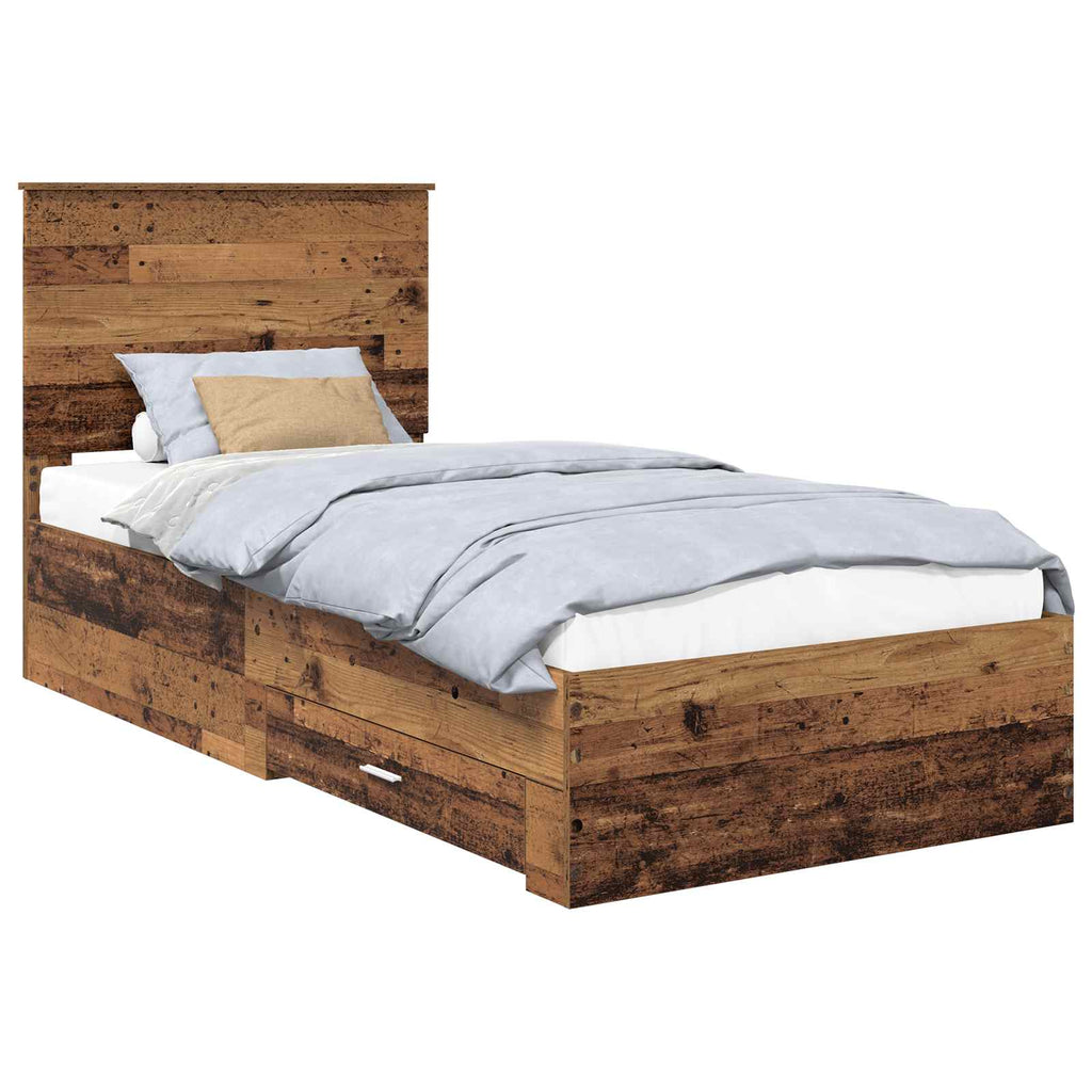 vidaXL Ramka łóżka Stare drewno 90 x 190 cm Materiał drewnopochodny