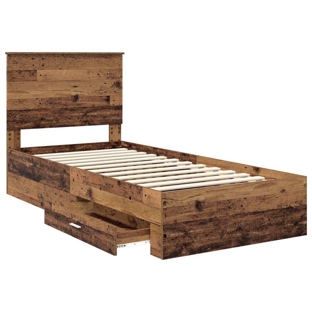 vidaXL Ramka łóżka Stare drewno 90 x 190 cm Materiał drewnopochodny