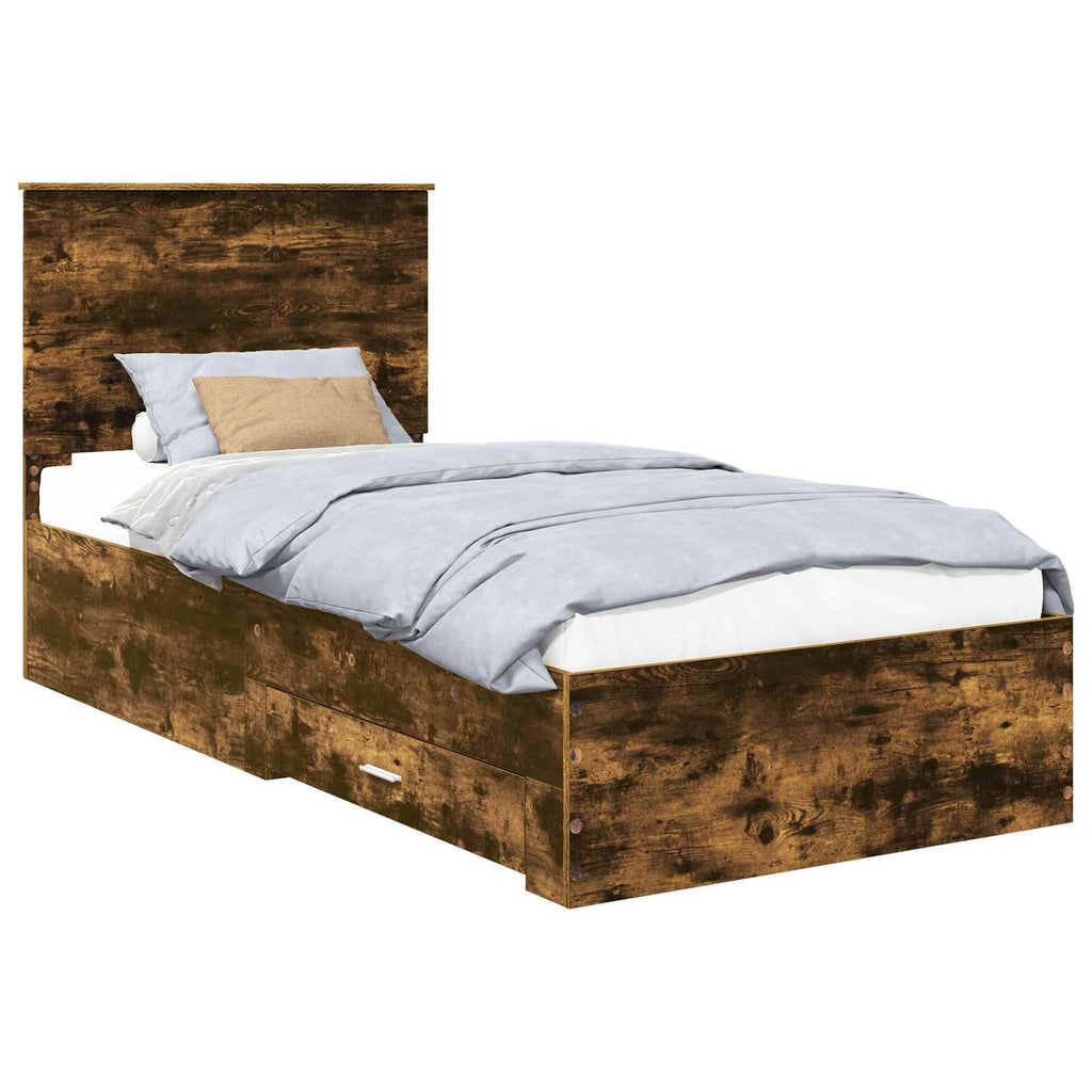 vidaXL Ramka łóżka Dąb wędzony 90 x 200 cm Materiał drewnopochodny