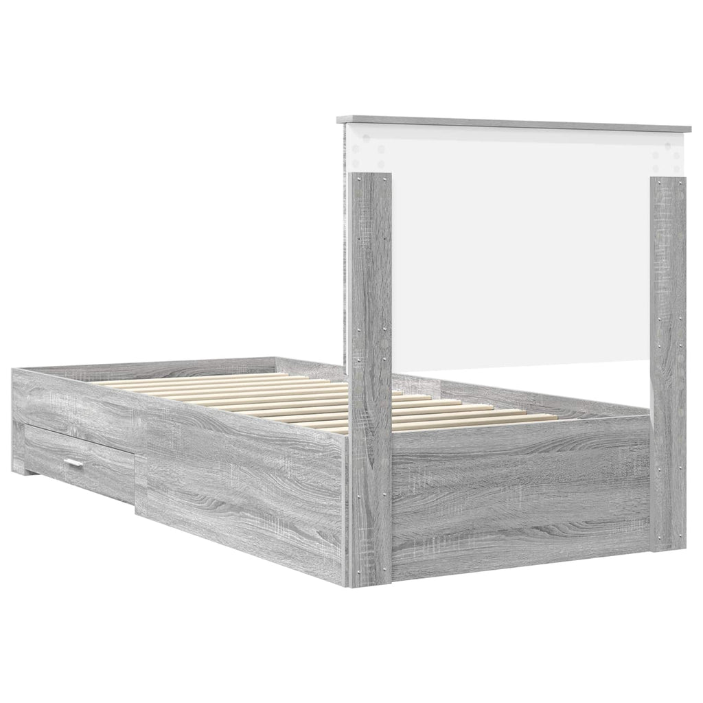 vidaXL Ramka łóżka Szary Sonoma 90 x 200 cm Materiał drewnopochodny