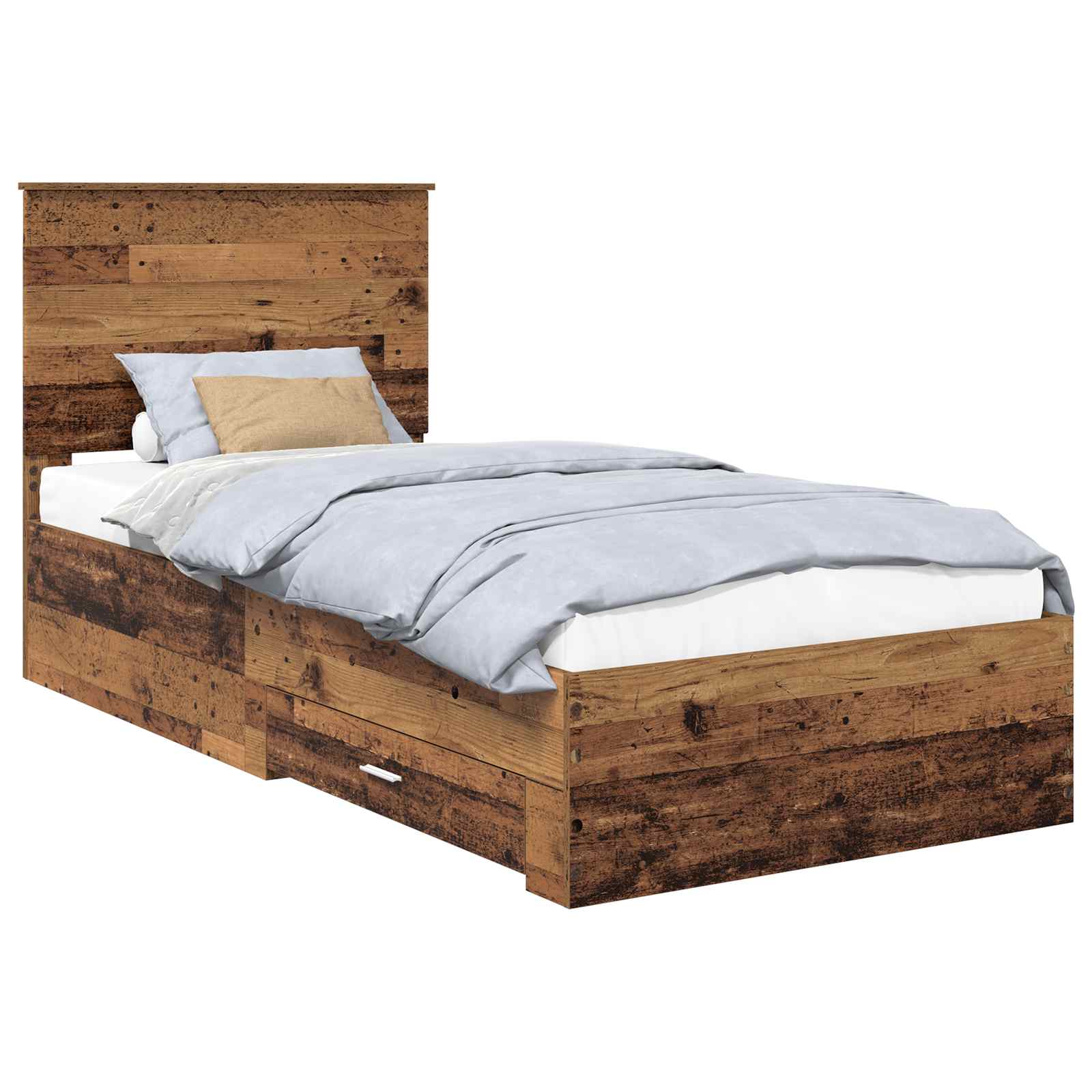 vidaXL Ramka łóżka Stare drewno 90 x 200 cm Materiał drewnopochodny