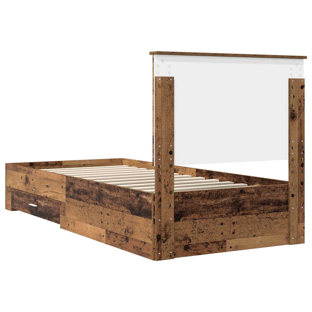 vidaXL Ramka łóżka Stare drewno 90 x 200 cm Materiał drewnopochodny