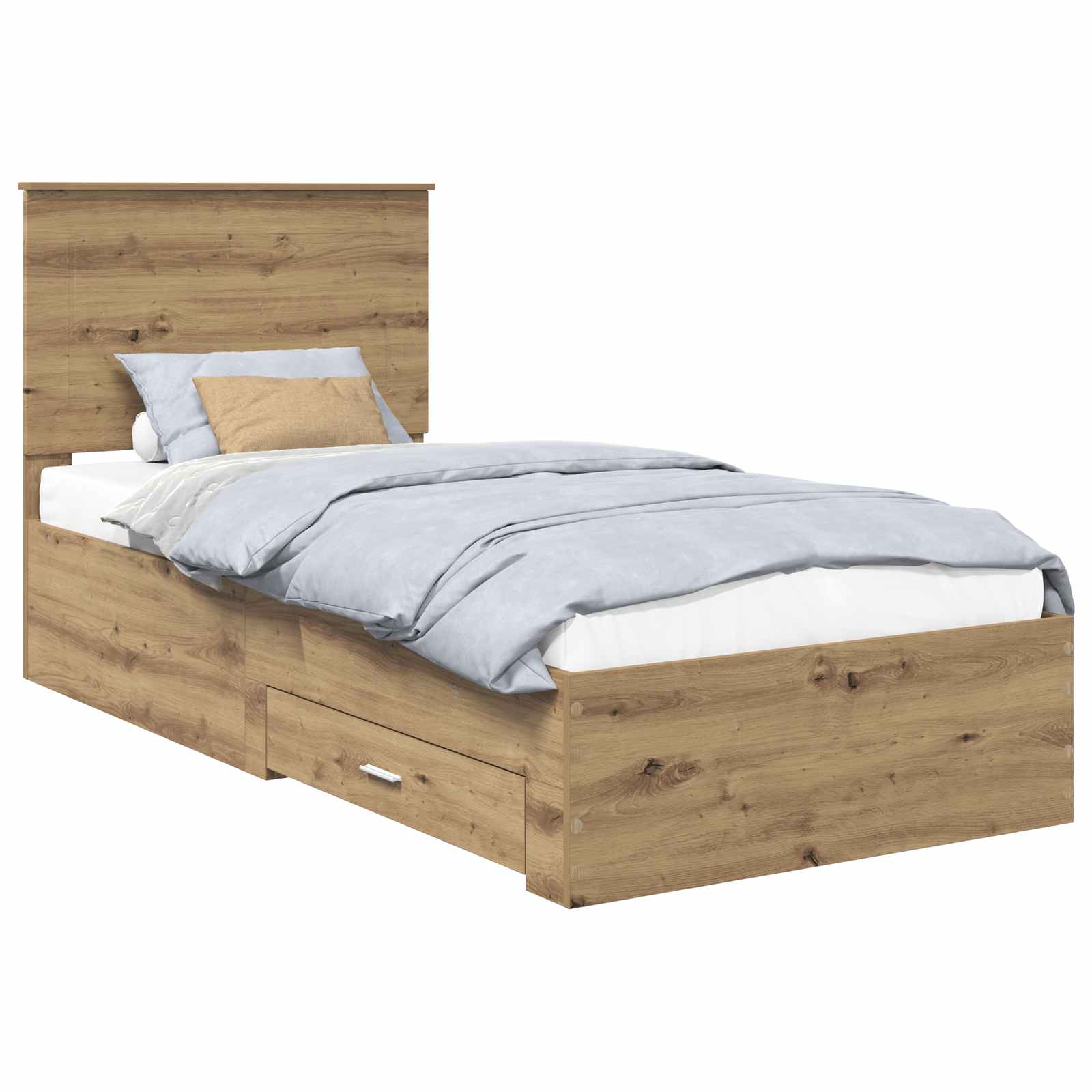 vidaXL Ramka łóżka Z zagłówkiem Dąb rzemieślniczy 90 x 200 cm