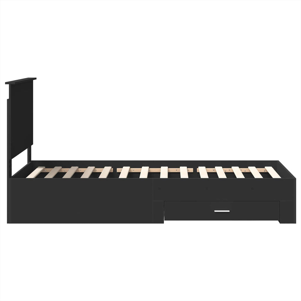 vidaXL Ramka łóżka Z zagłówkiem Czarny i Srebrny 75 x 190 cm