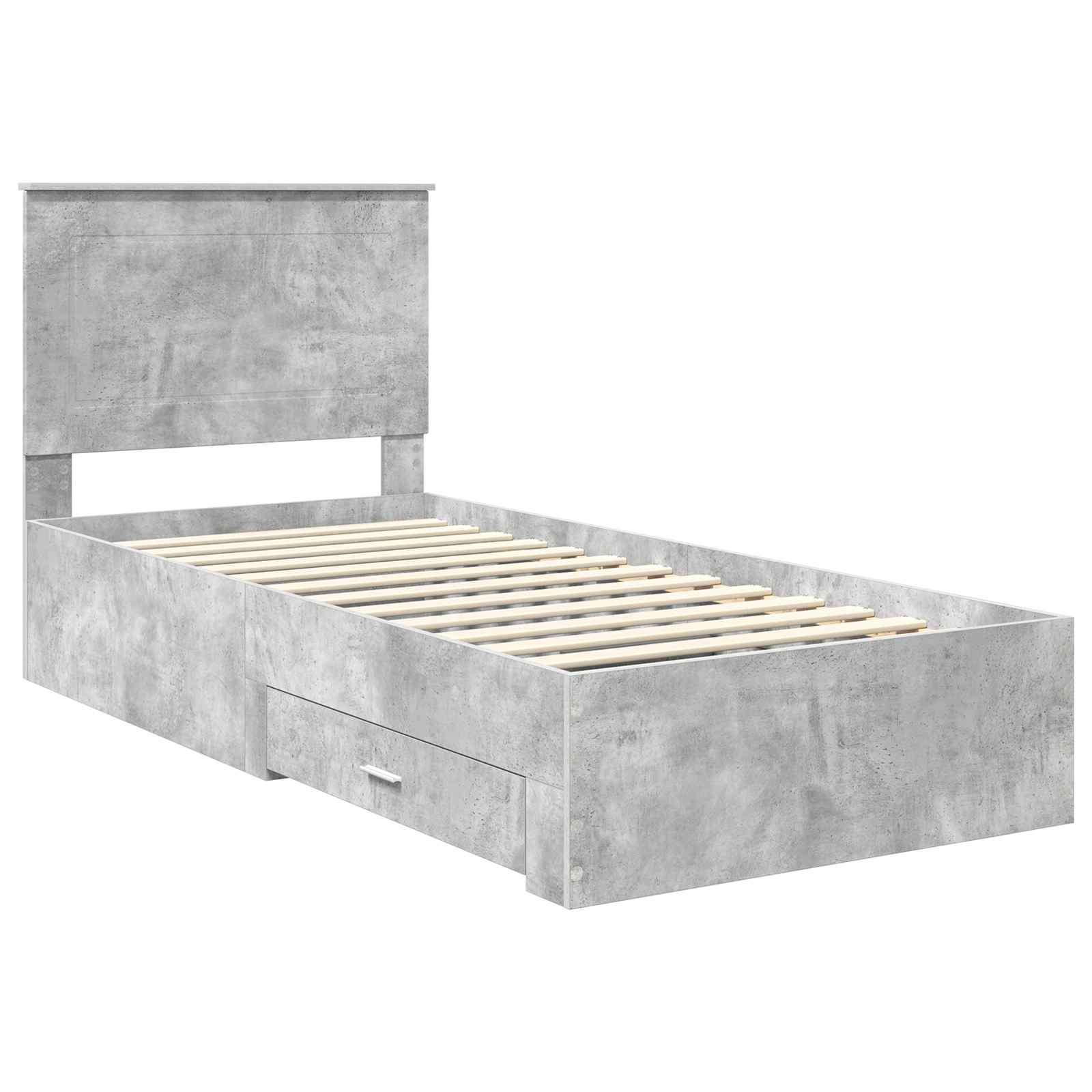 vidaXL Ramka łóżka Z zagłówkiem Betonowy szary i srebro 75 x 190 cm
