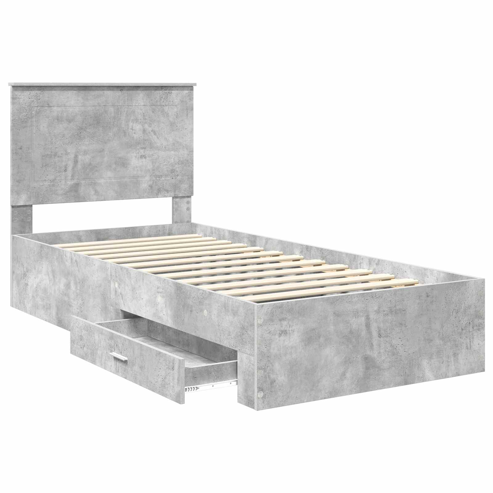 vidaXL Ramka łóżka Z zagłówkiem Betonowy szary i srebro 75 x 190 cm