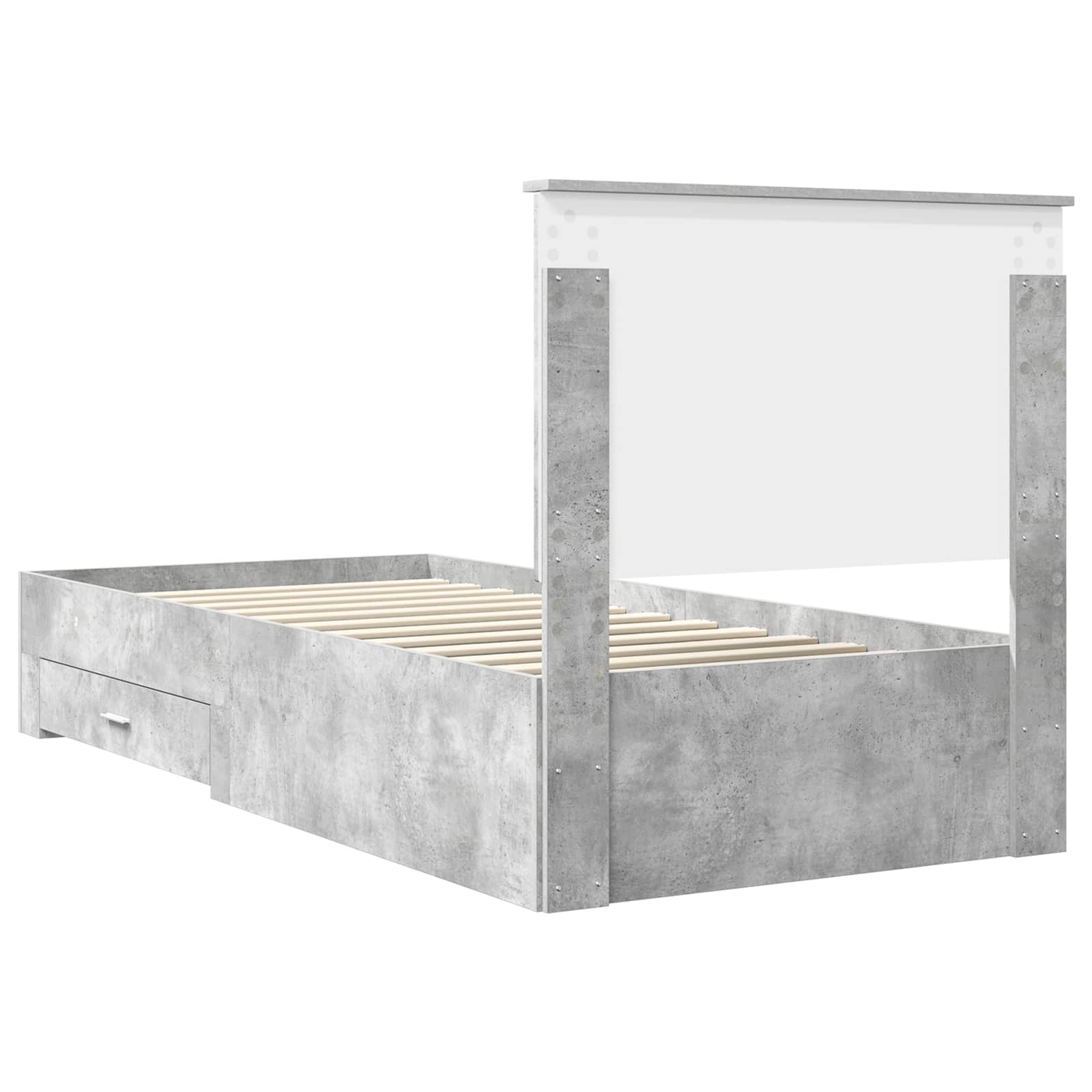 vidaXL Ramka łóżka Z zagłówkiem Betonowy szary i srebro 75 x 190 cm