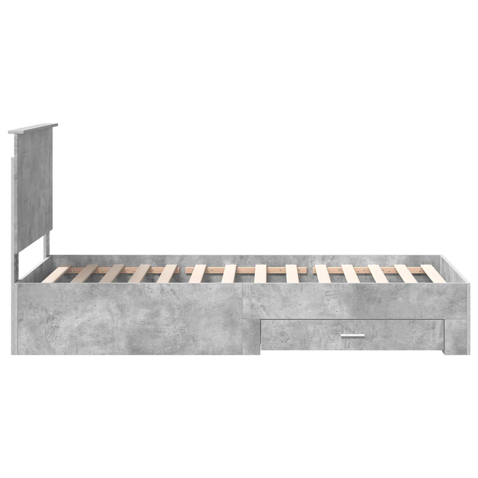 vidaXL Ramka łóżka Z zagłówkiem Betonowy szary i srebro 75 x 190 cm