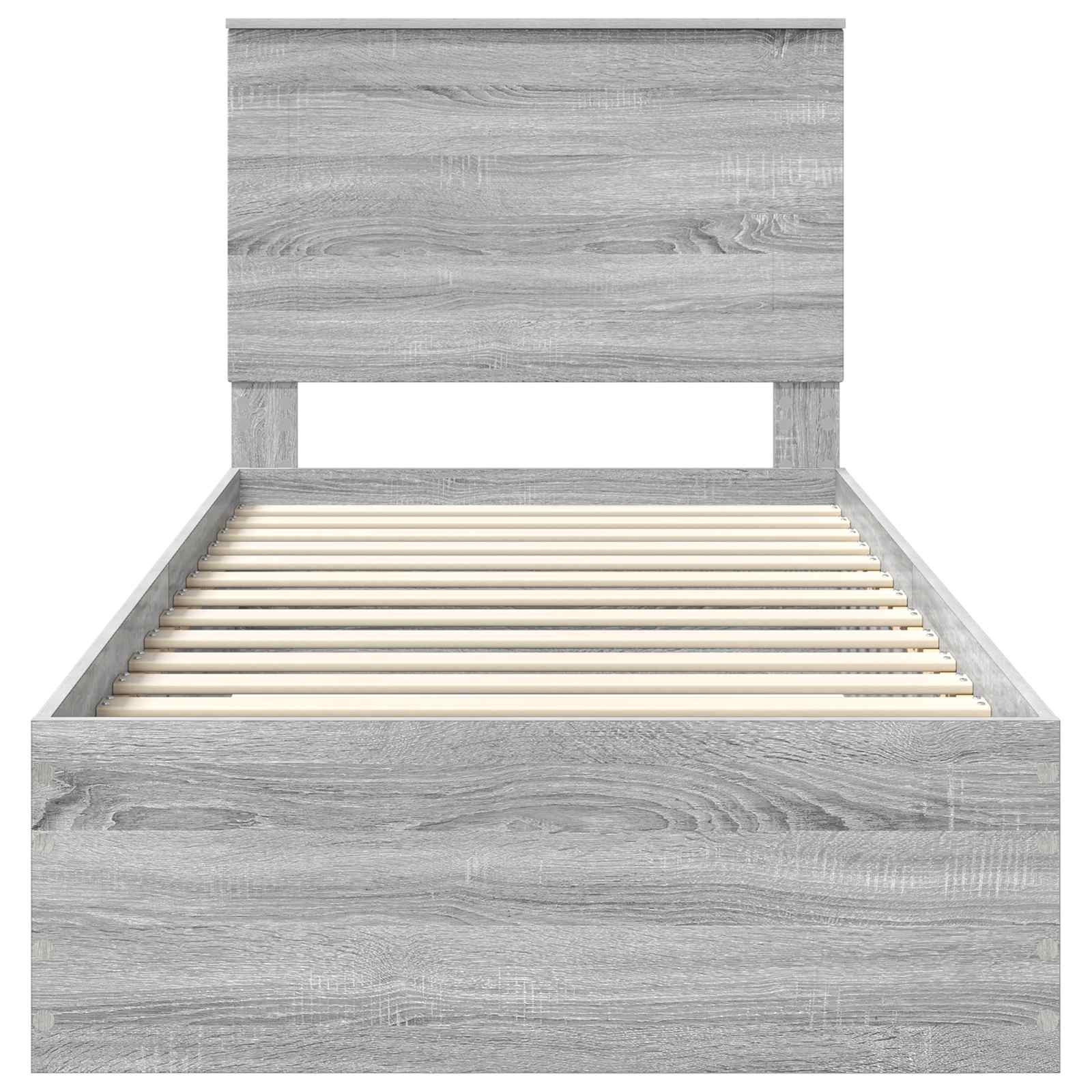 vidaXL Ramka łóżka Z zagłówkiem Szary Sonoma i srebro 75 x 190 cm