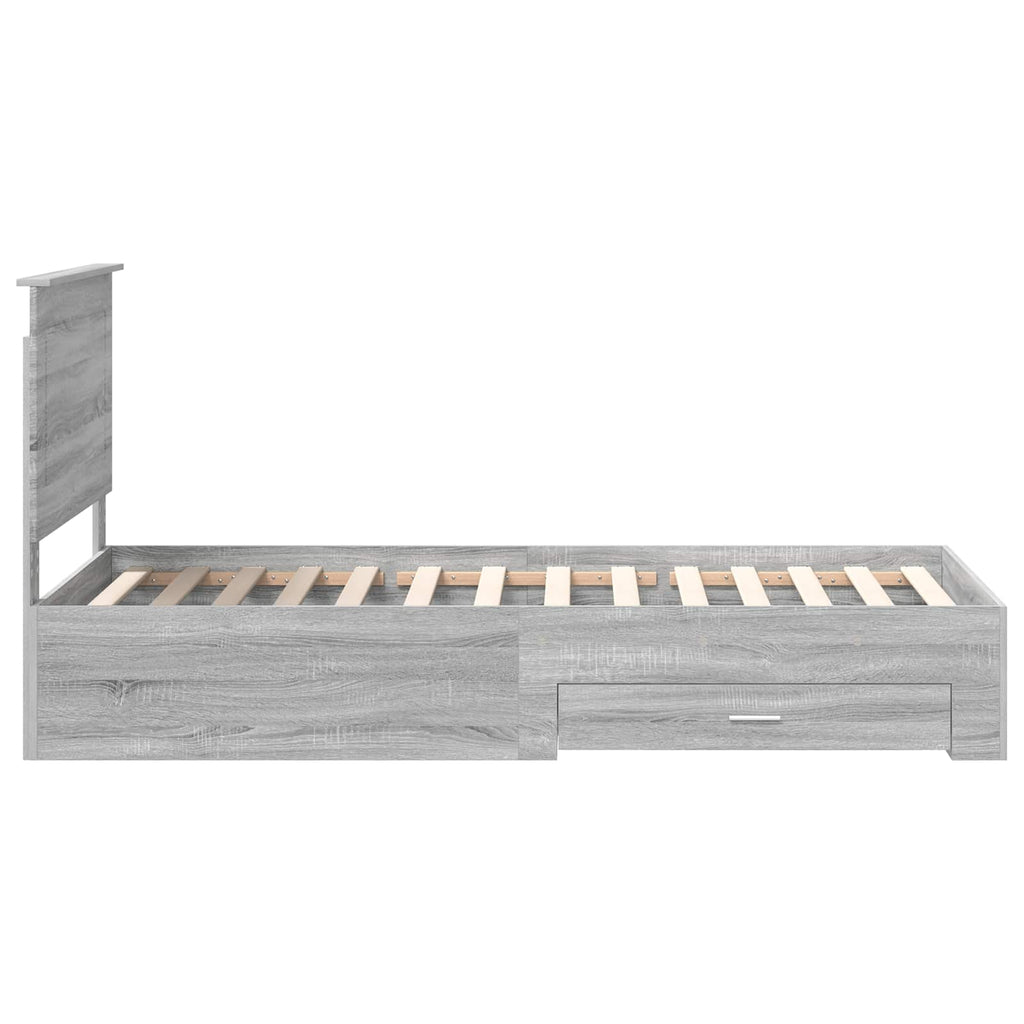 vidaXL Ramka łóżka Z zagłówkiem Szary Sonoma i srebro 75 x 190 cm