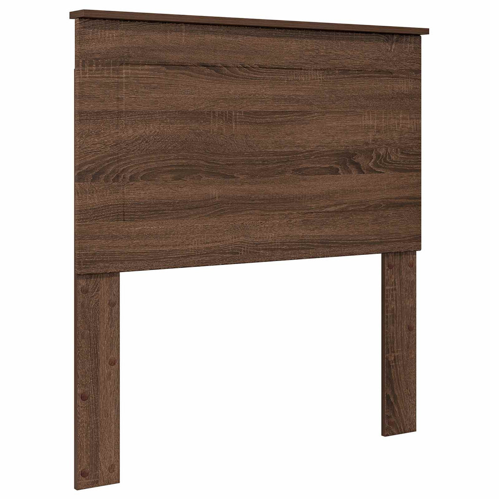 vidaXL Ramka łóżka Z zagłówkiem Brązowy dąb i srebro 75 x 190 cm