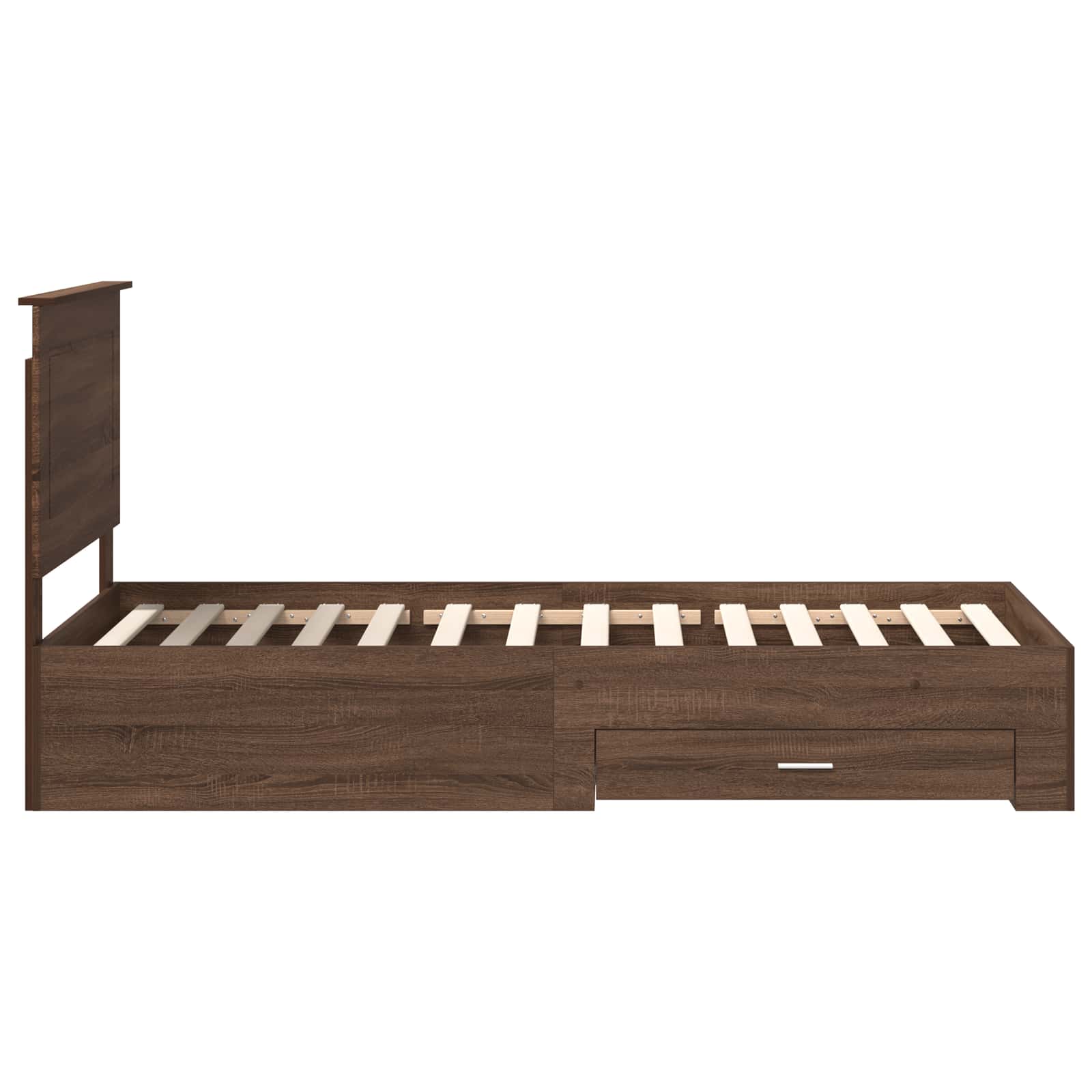 vidaXL Ramka łóżka Z zagłówkiem Brązowy dąb i srebro 75 x 190 cm
