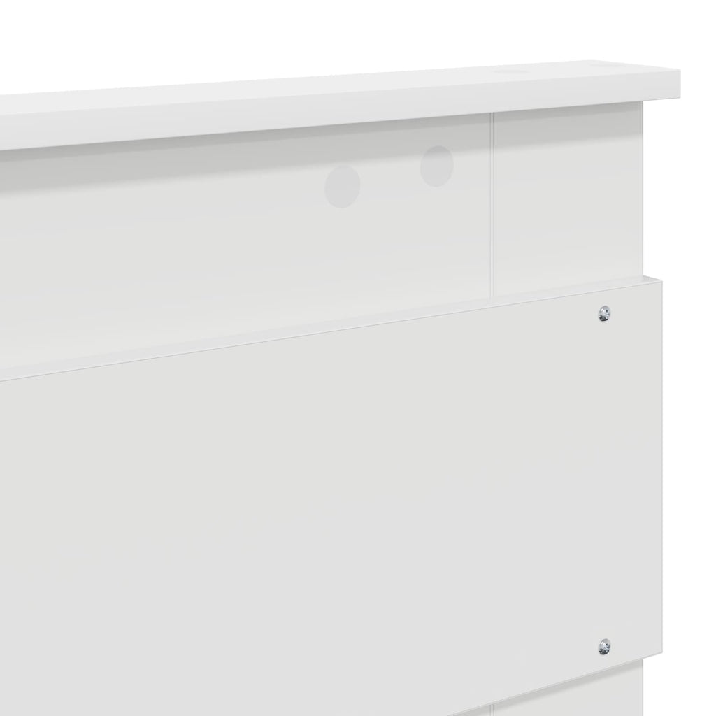 vidaXL Ramka łóżka Z zagłówkiem Biały 200 x 200 cm Lite drewno sosnowe