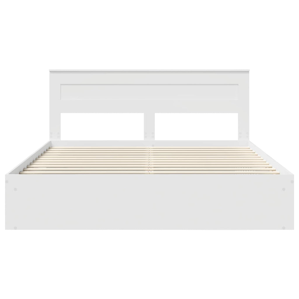 vidaXL Ramka łóżka Z zagłówkiem Biały 200 x 200 cm Lite drewno sosnowe