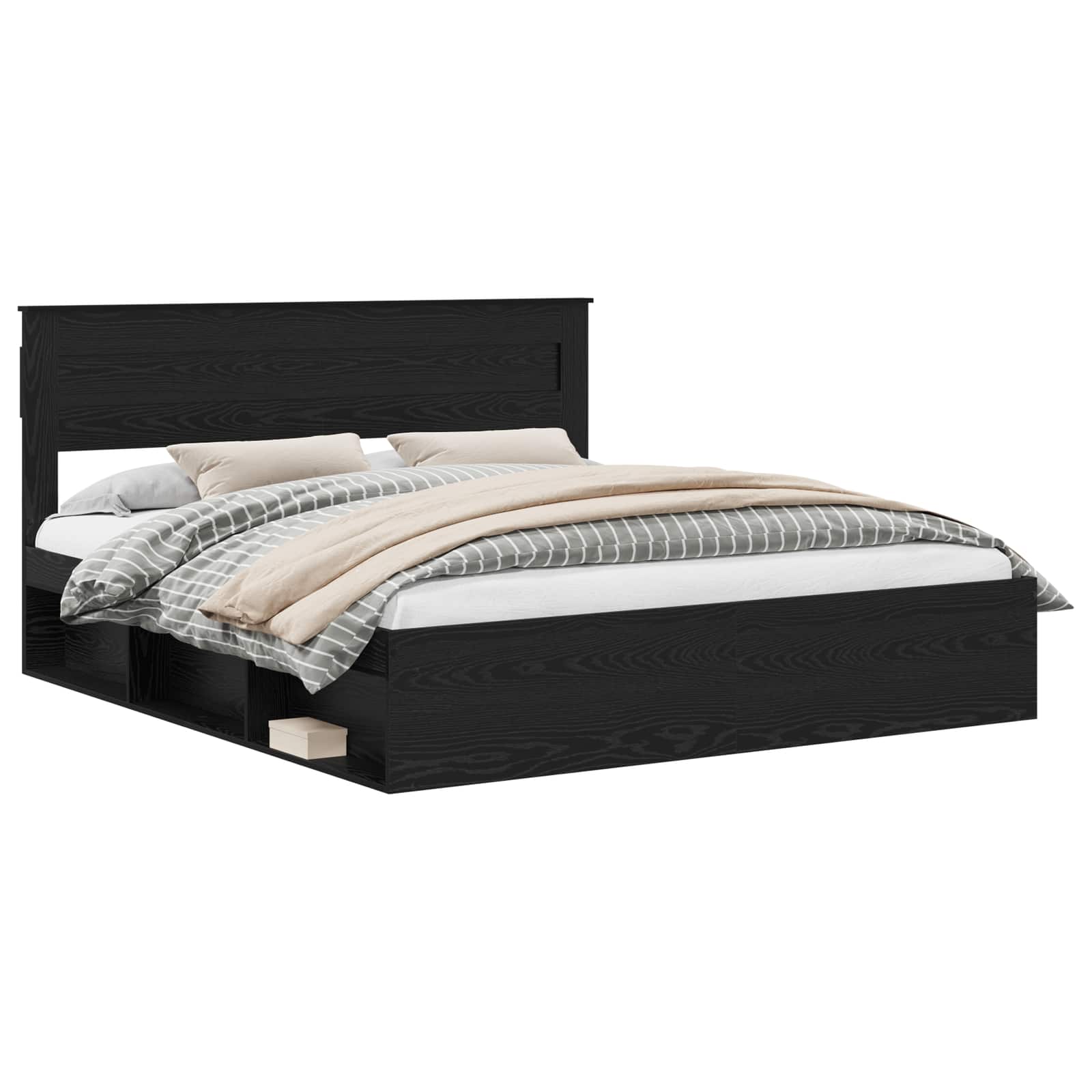 vidaXL Ramka łóżka Czarny 200 x 200 cm Lite drewno sosnowe
