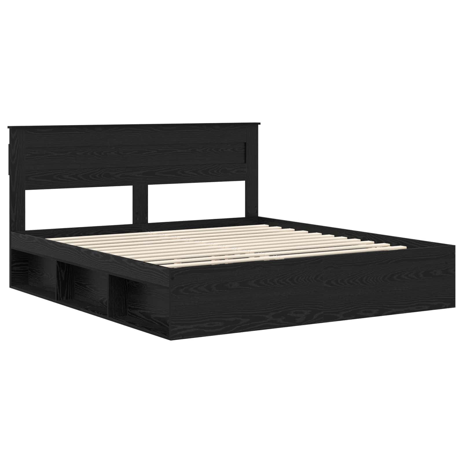 vidaXL Ramka łóżka Czarny 200 x 200 cm Lite drewno sosnowe