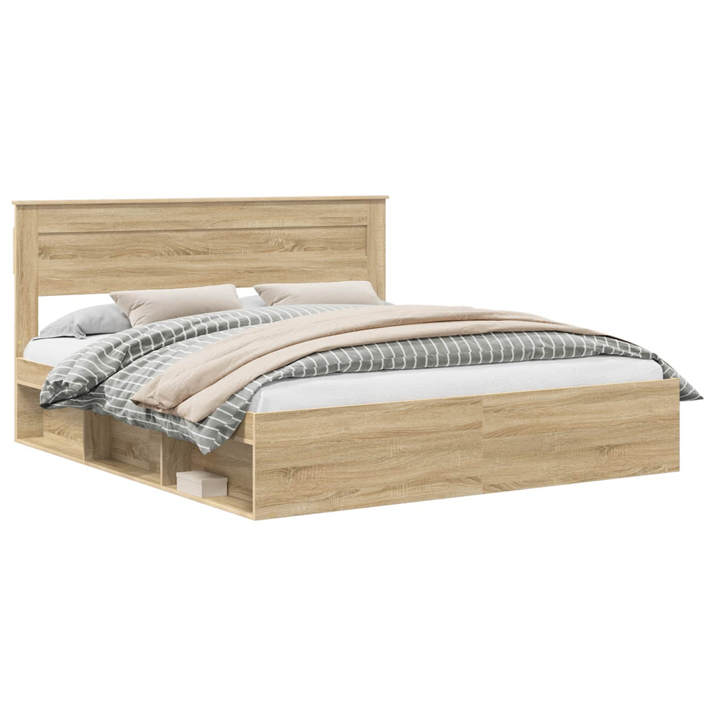 vidaXL Ramka łóżka Sonoma 200 x 200 cm Lite drewno sosnowe