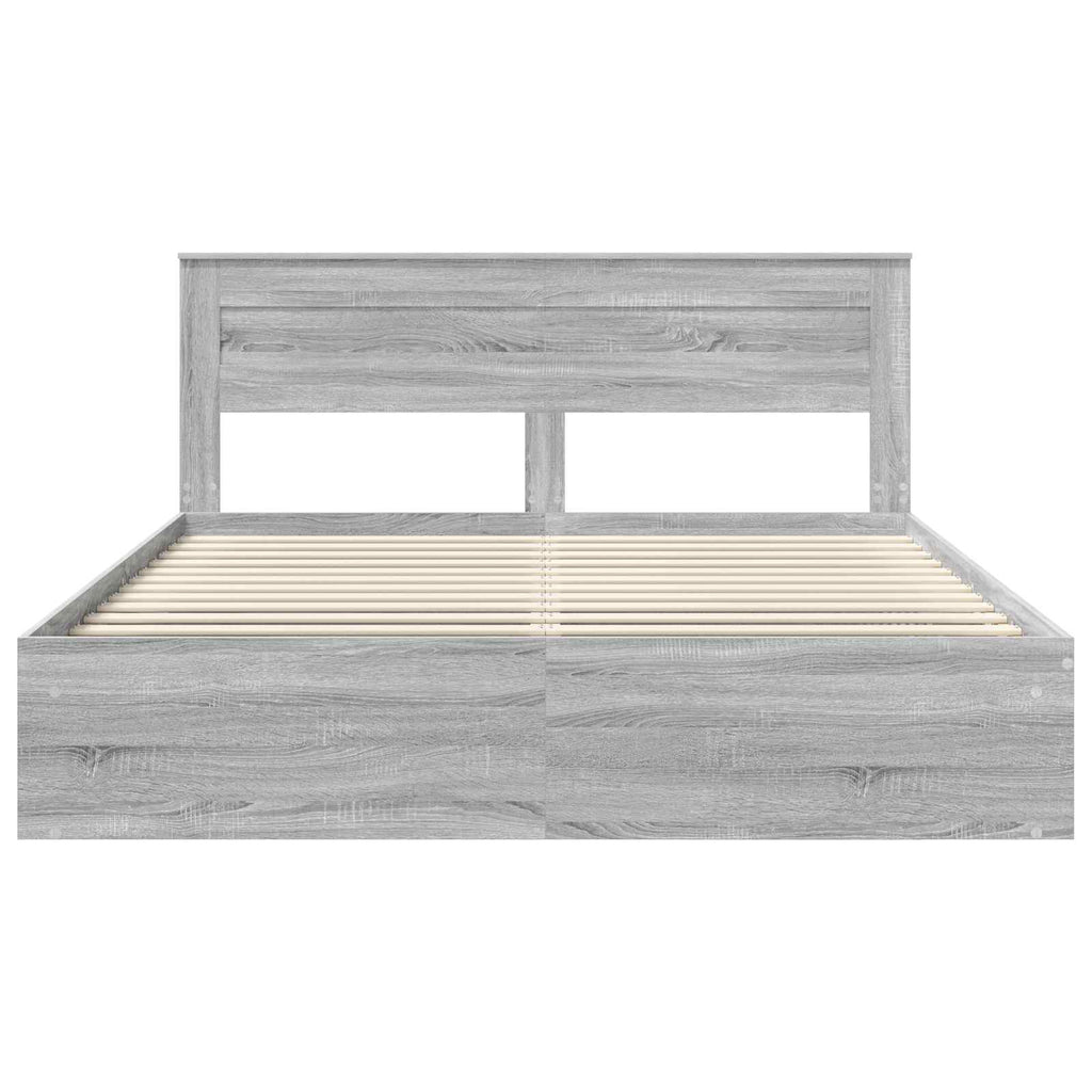 vidaXL Ramka łóżka Szary Sonoma 200 x 200 cm Lite drewno sosnowe