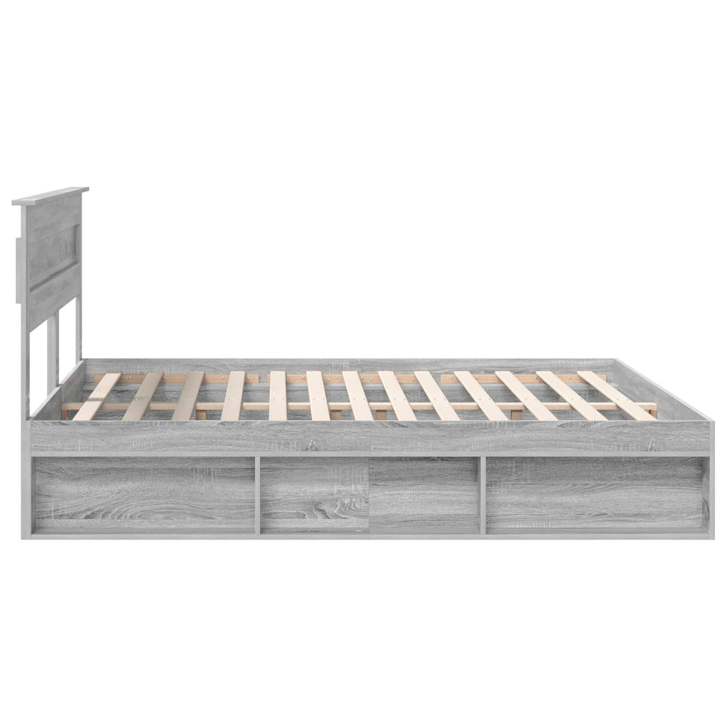 vidaXL Ramka łóżka Szary Sonoma 200 x 200 cm Lite drewno sosnowe