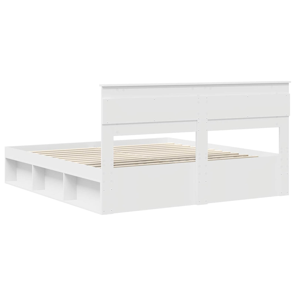 vidaXL Ramka łóżka Z zagłówkiem Biały 180 x 200 cm Lite drewno sosnowe
