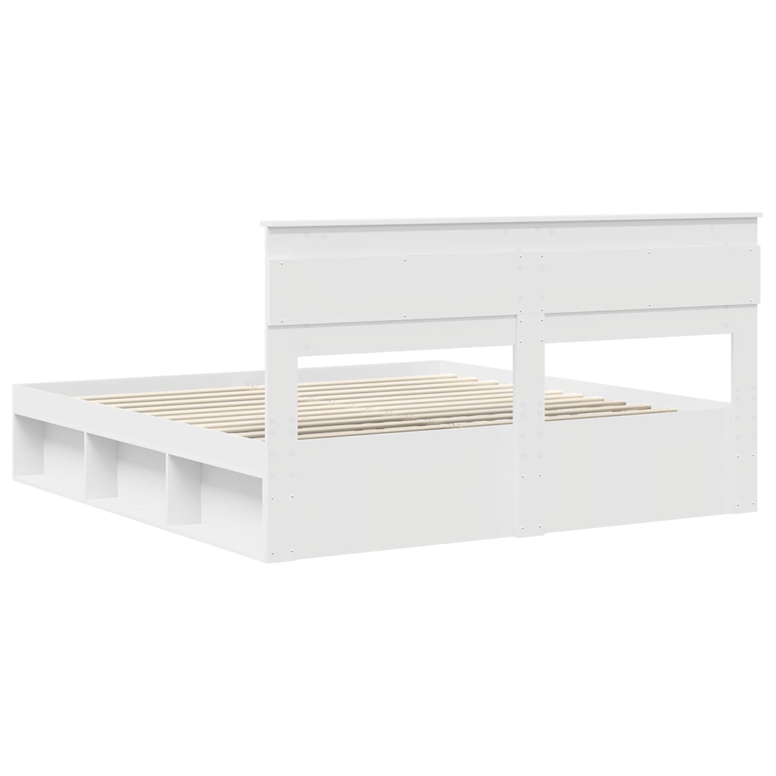 vidaXL Ramka łóżka Z zagłówkiem Biały 180 x 200 cm Lite drewno sosnowe