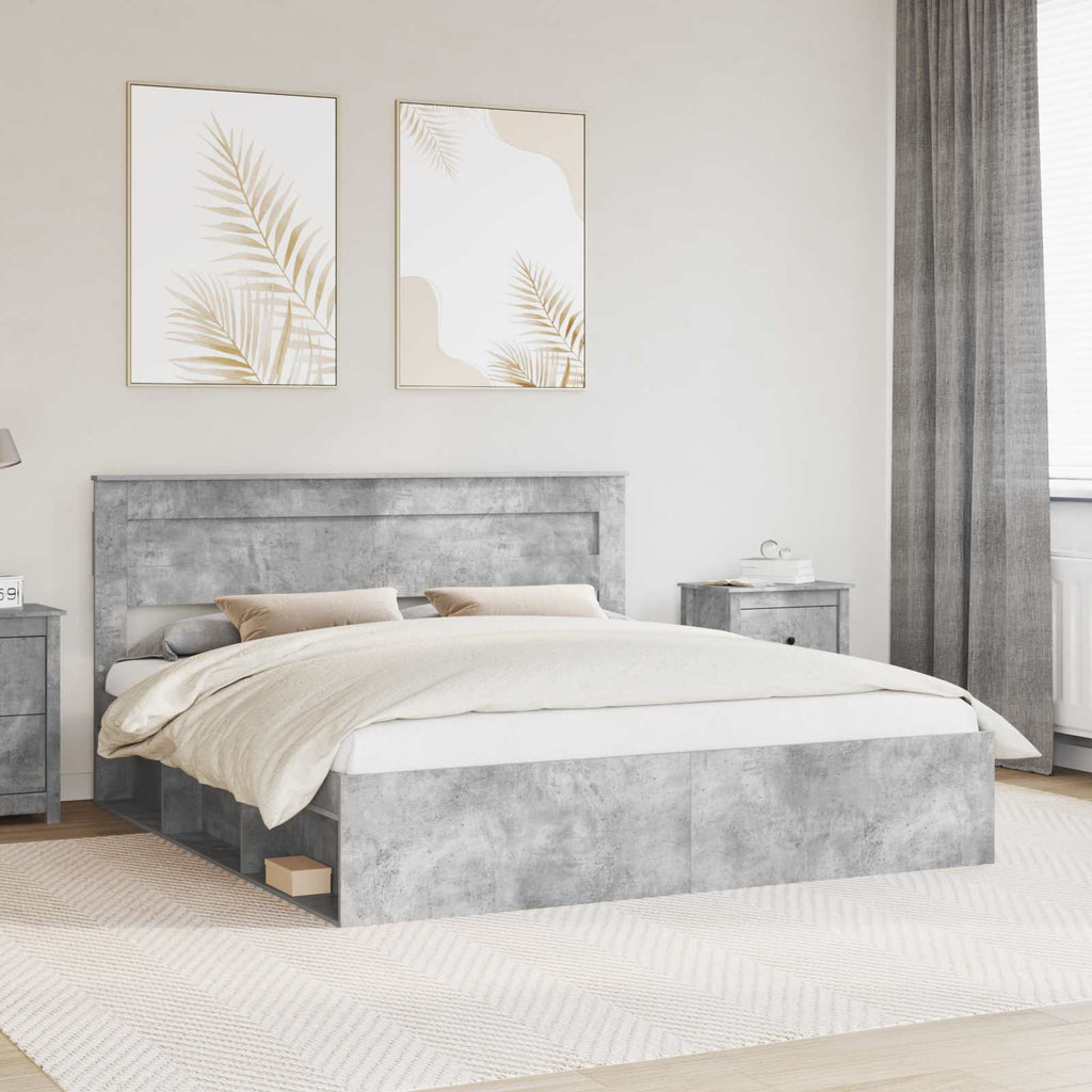 vidaXL Ramka łóżka Betonowy 180 x 200 cm Lite drewno sosnowe