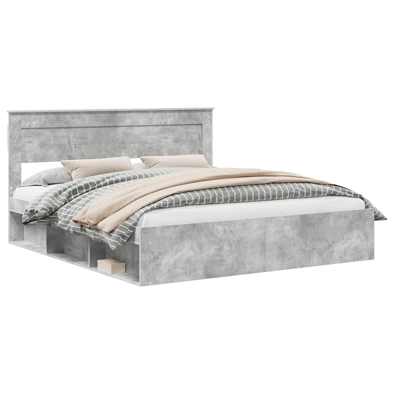 vidaXL Ramka łóżka Betonowy 180 x 200 cm Lite drewno sosnowe