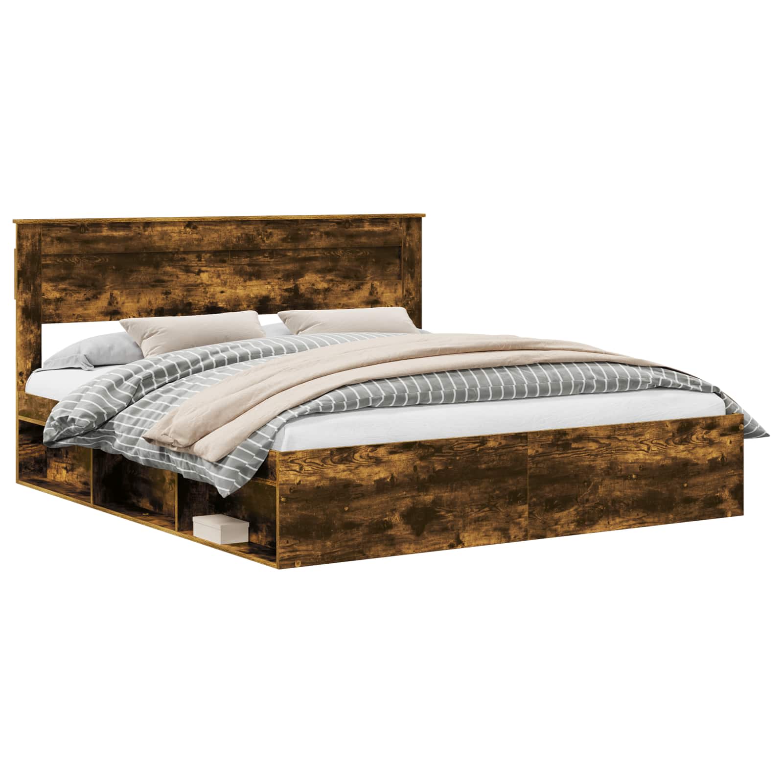vidaXL Ramka łóżka Dąb wędzony 180 x 200 cm Lite drewno sosnowe