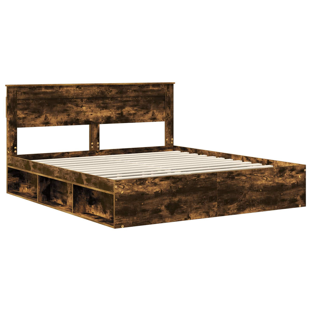 vidaXL Ramka łóżka Dąb wędzony 180 x 200 cm Lite drewno sosnowe
