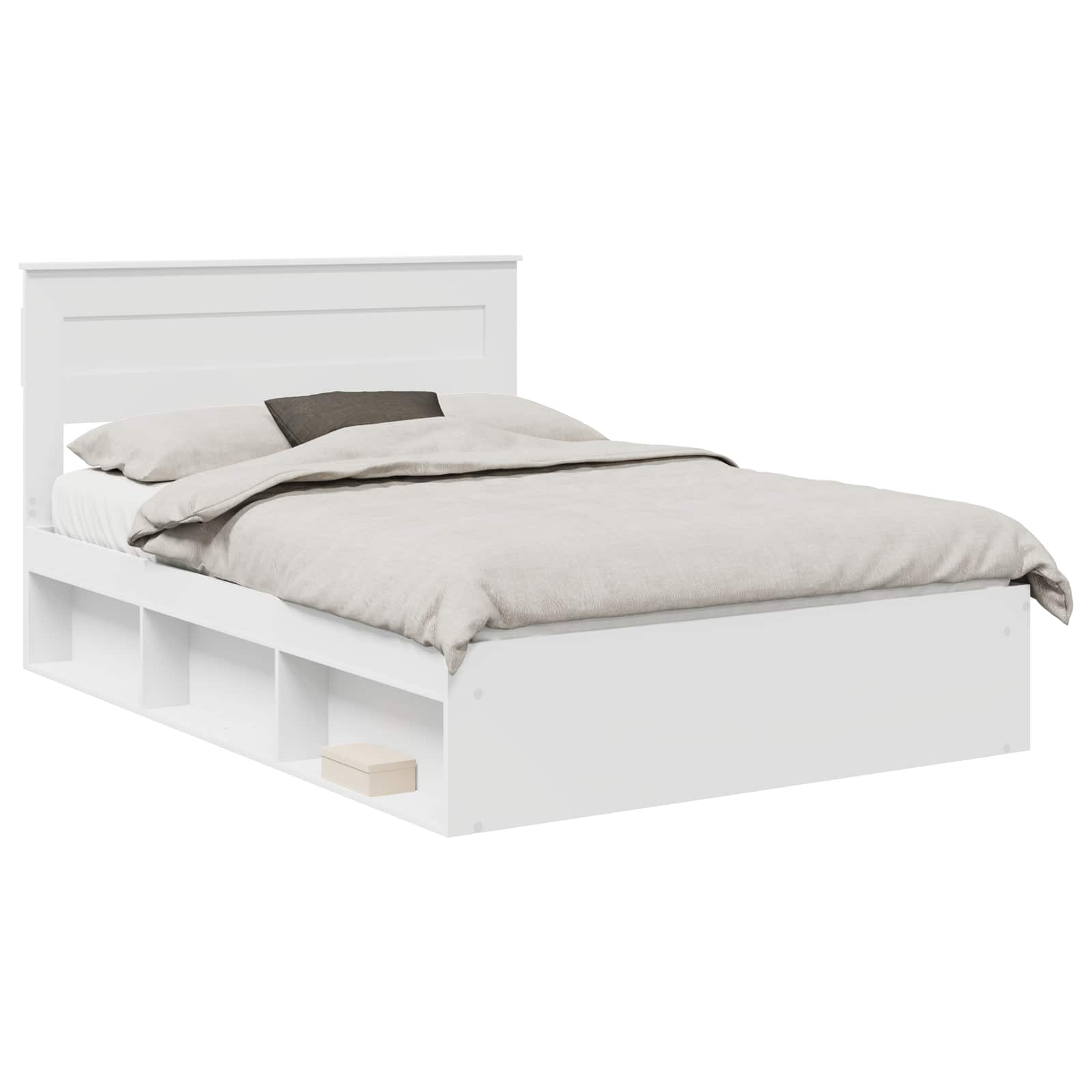 vidaXL Ramka łóżka Z zagłówkiem Biały 160 x 200 cm Lite drewno sosnowe