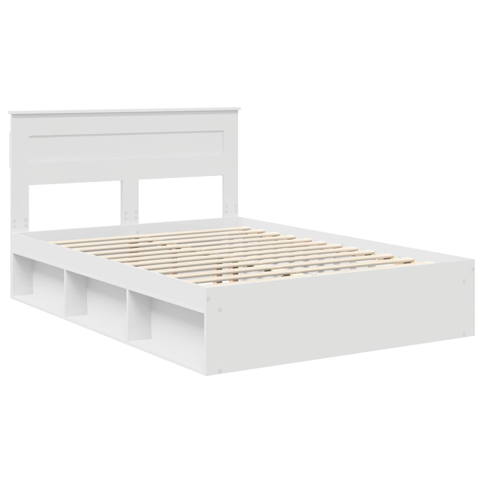 vidaXL Ramka łóżka Z zagłówkiem Biały 160 x 200 cm Lite drewno sosnowe