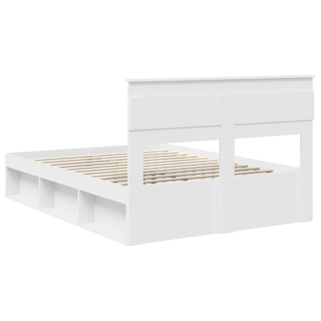 vidaXL Ramka łóżka Z zagłówkiem Biały 160 x 200 cm Lite drewno sosnowe
