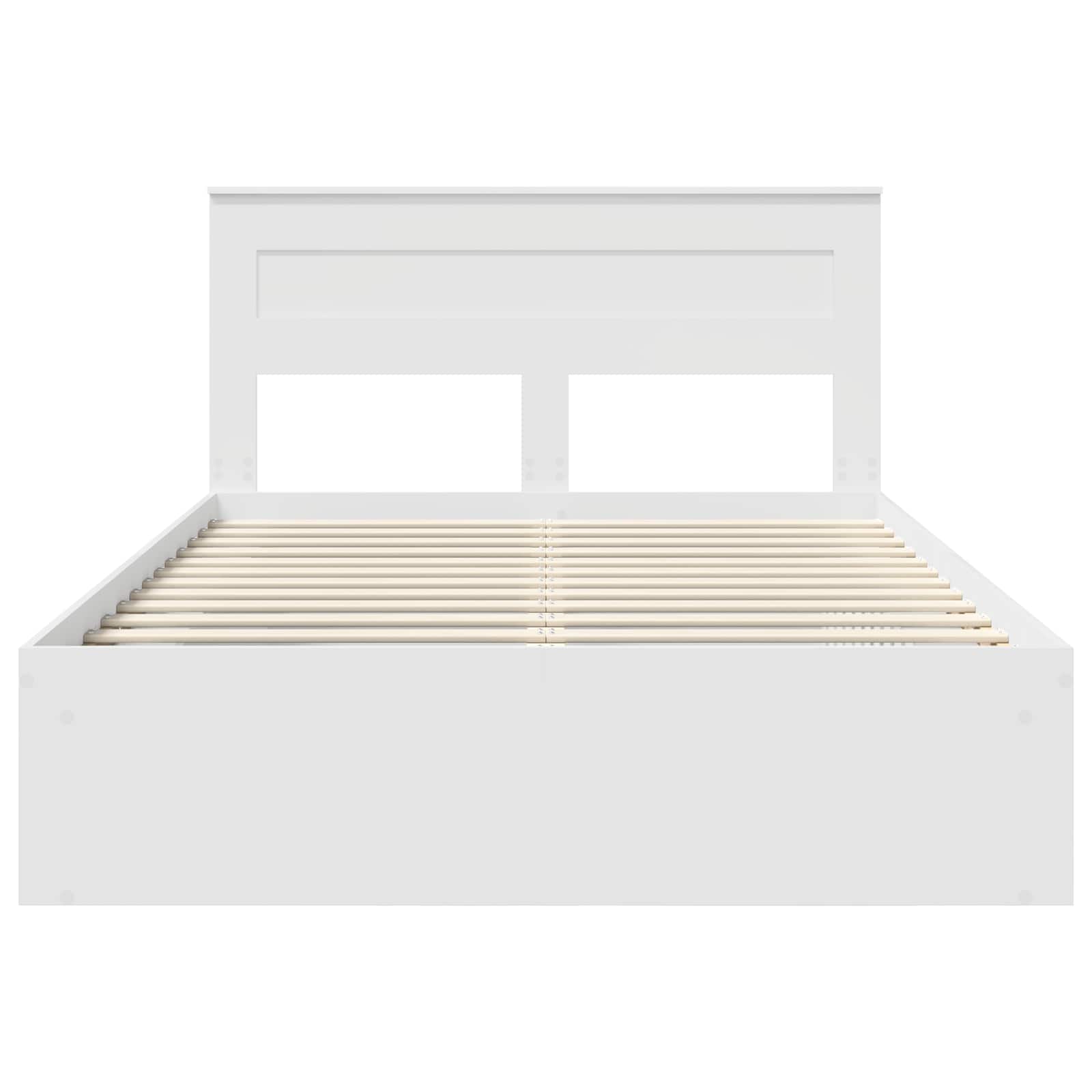 vidaXL Ramka łóżka Z zagłówkiem Biały 160 x 200 cm Lite drewno sosnowe