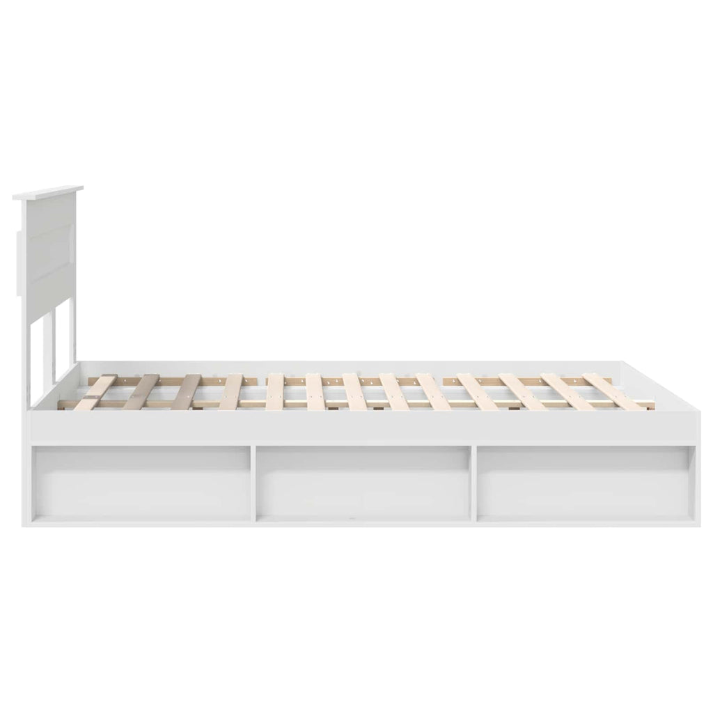vidaXL Ramka łóżka Z zagłówkiem Biały 160 x 200 cm Lite drewno sosnowe