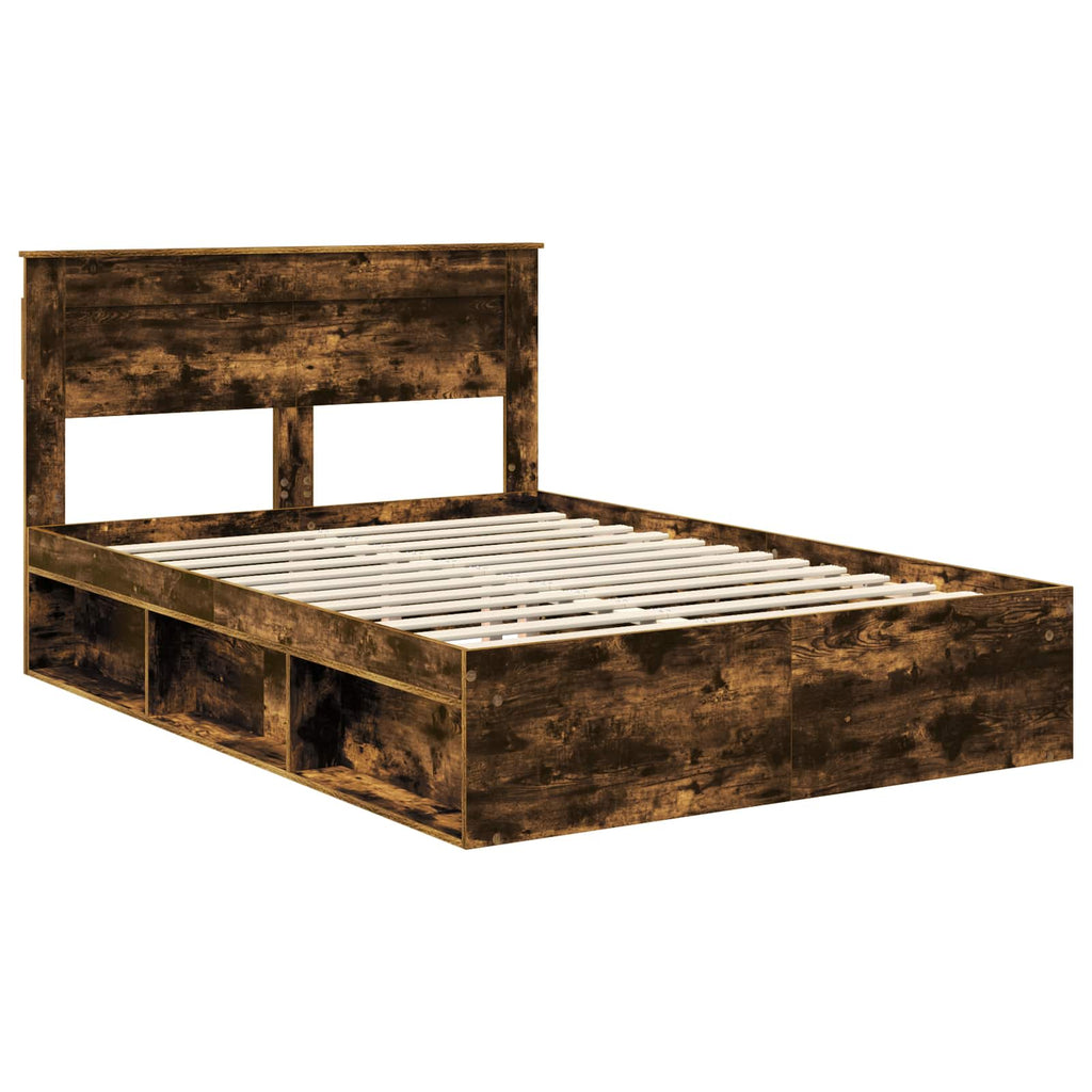 vidaXL Ramka łóżka Dąb wędzony 160 x 200 cm Lite drewno sosnowe