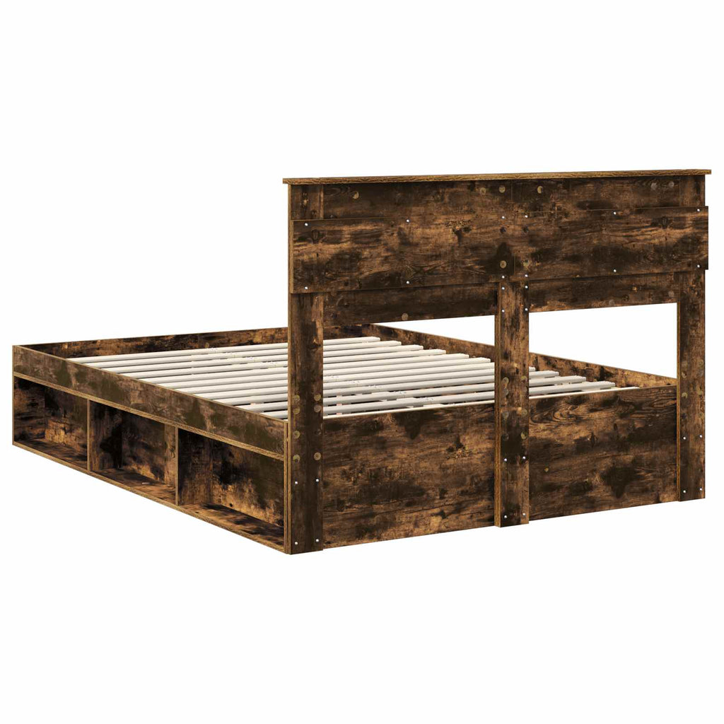 vidaXL Ramka łóżka Dąb wędzony 160 x 200 cm Lite drewno sosnowe