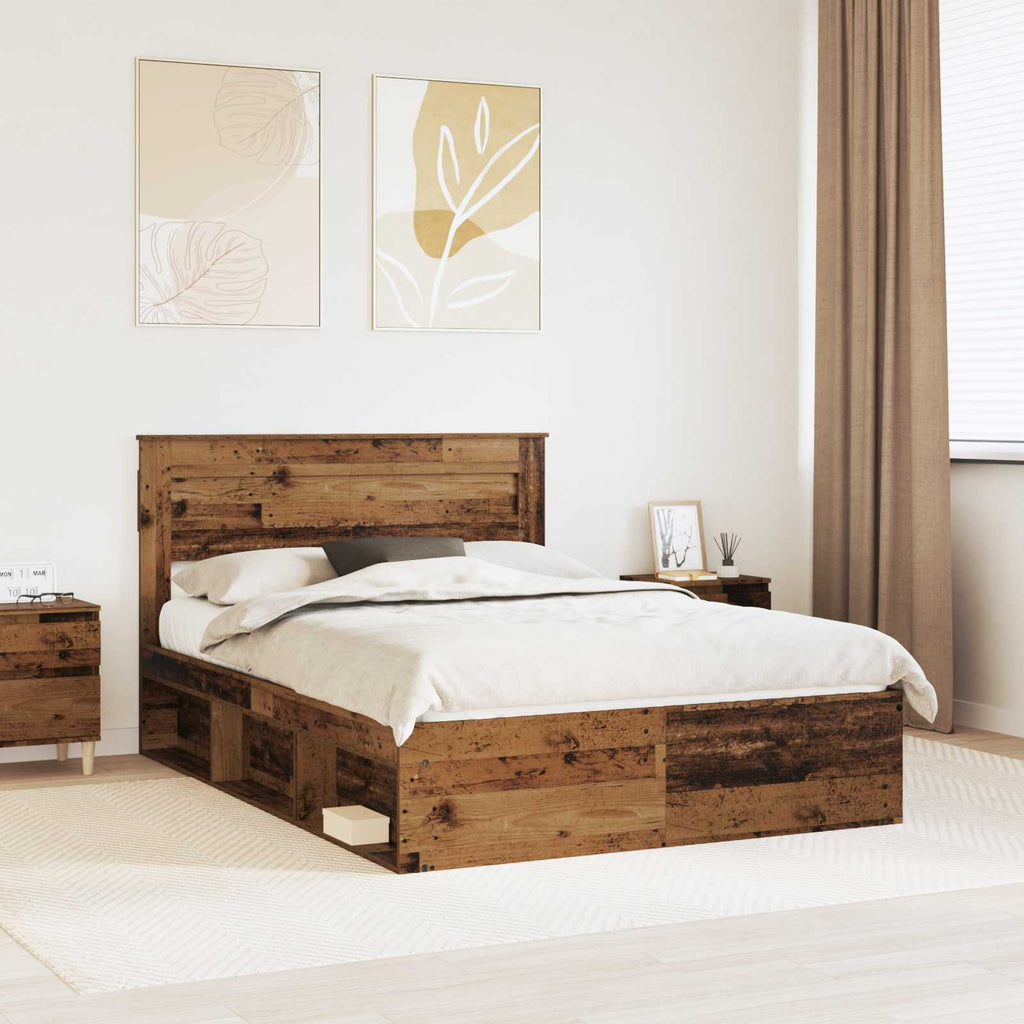 vidaXL Ramka łóżka Stare drewno 160 x 200 cm Lite drewno sosnowe