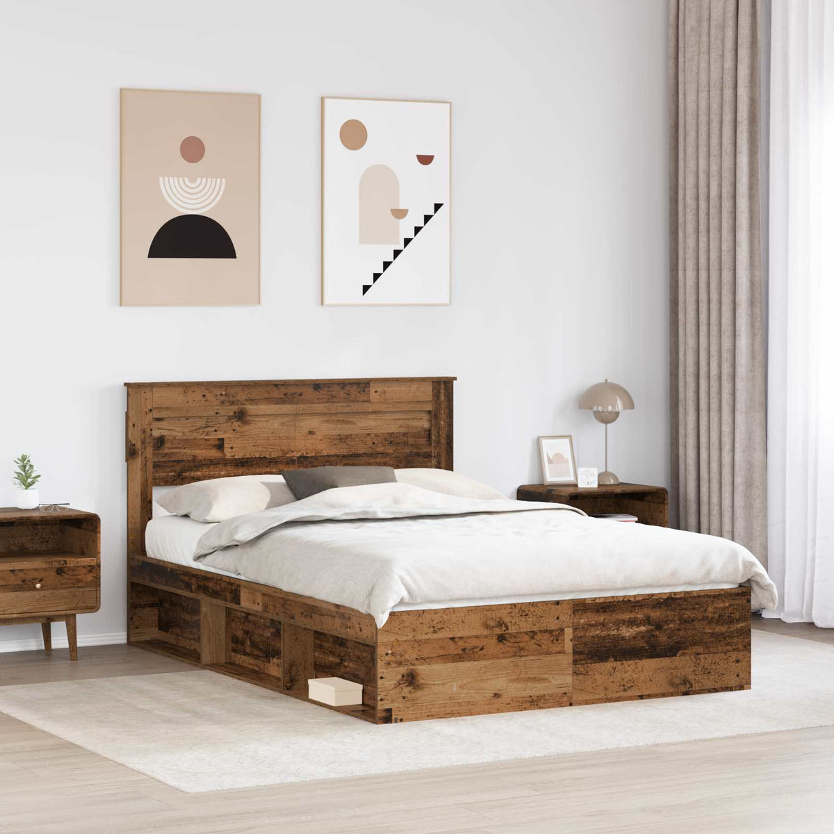 vidaXL Ramka łóżka Stare drewno 160 x 200 cm Lite drewno sosnowe