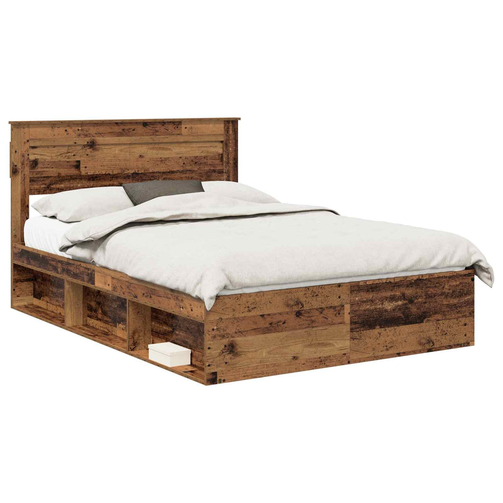 vidaXL Ramka łóżka Stare drewno 160 x 200 cm Lite drewno sosnowe