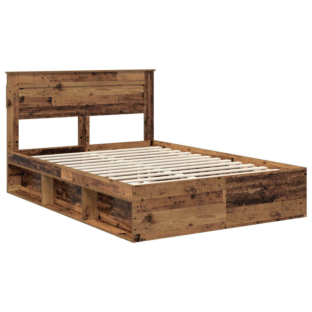 vidaXL Ramka łóżka Stare drewno 160 x 200 cm Lite drewno sosnowe