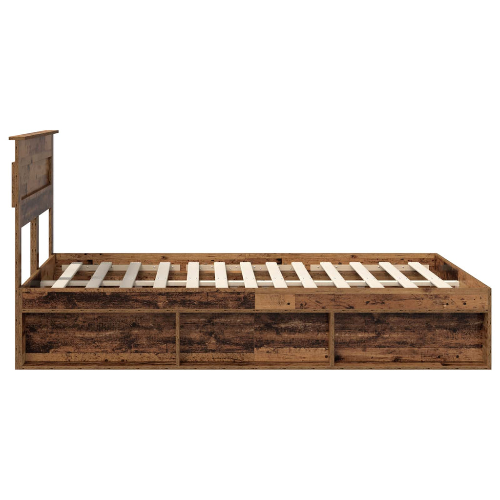 vidaXL Ramka łóżka Stare drewno 160 x 200 cm Lite drewno sosnowe