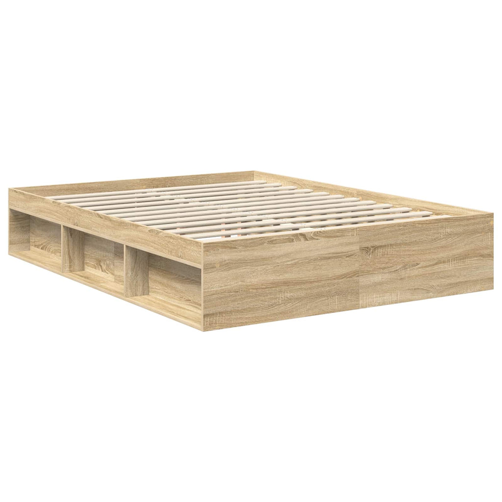vidaXL Ramka łóżka Dąb Sonoma 150 x 200 cm Lite drewno sosnowe